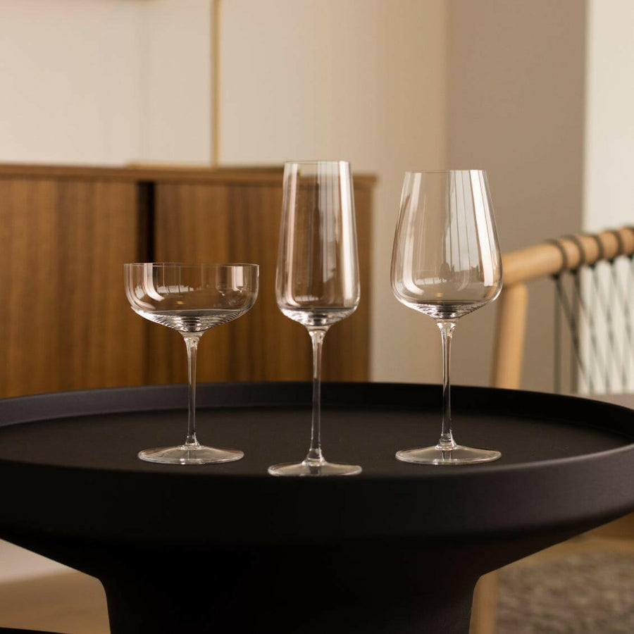 Elegant crystal stemware set reflecting sophisticated design and premium quality for upscale dining experiences.