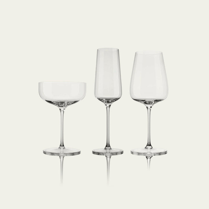 Elegant crystal stemware set reflecting sophisticated design and premium quality for upscale dining experiences.